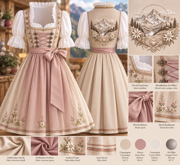 Dirndl Alpenzauber – Champagner & Altrosa