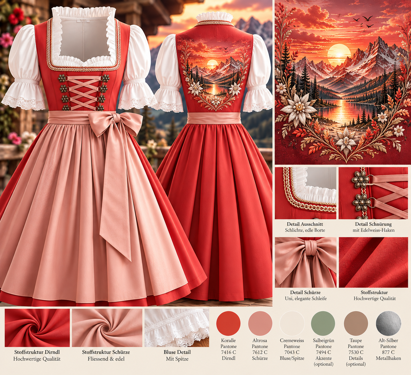 Dirndl Alpenglühen – Korallrot