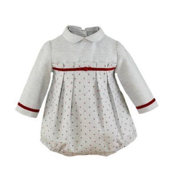 BEBÉ niño. Pelele gris de manga larga. MIRANDA