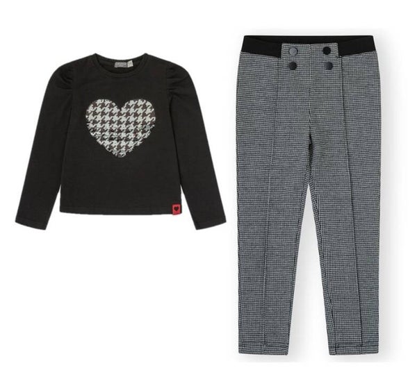 Conjunto de Camiseta HEART y Legging HOUNDSTOOTH GIRL. CANADA HOUSE