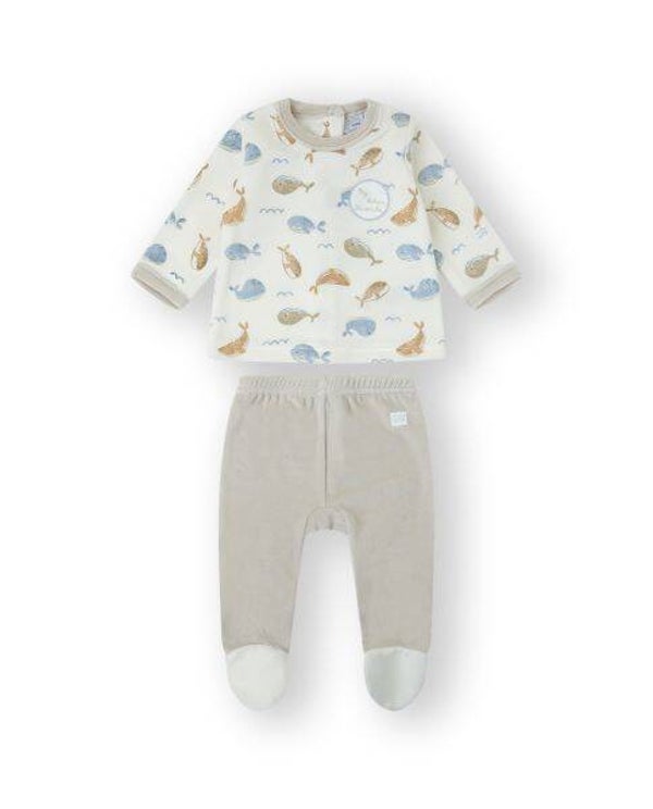 Conjunto de polaina tundosado para bebé "Ballenas". YATSI
