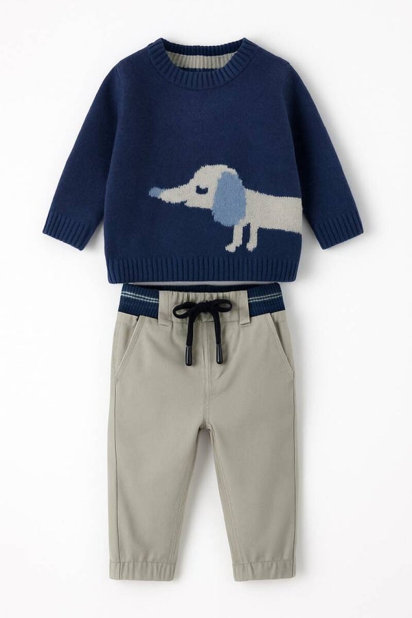 Conjunto jersey de punto y pantalón beige "DAN&PANBBJACK". CANADA HOUSE.