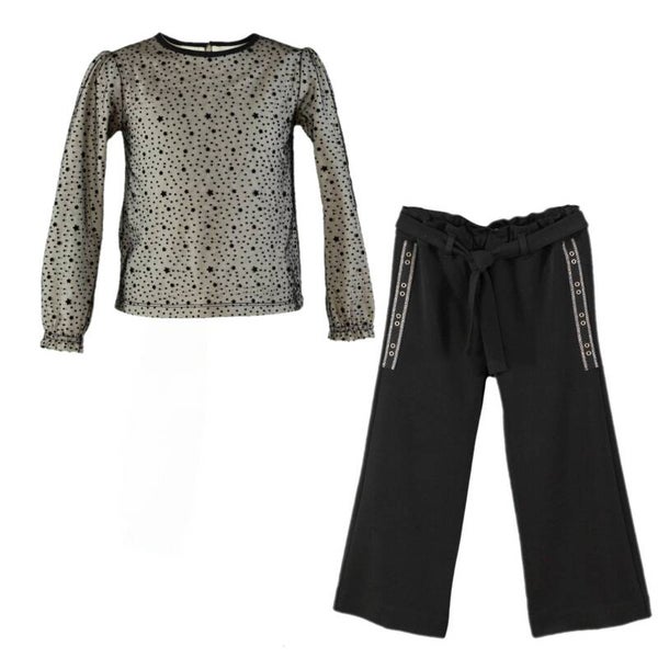 Conjunto blusa y pantalón negro. MIRANDA