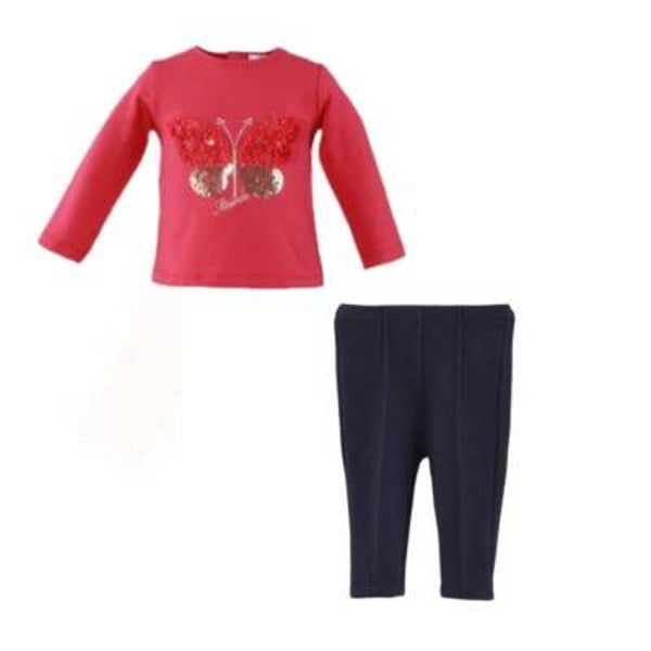 Conjunto camiseta rosa y mallas marino. MIRANDA