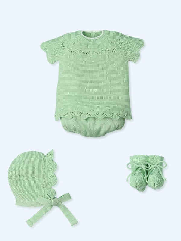 Conjunto FLASHY de 4 piezas para bebé verde pera. MAC ILUSIÓN