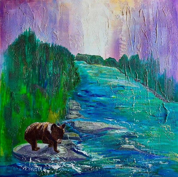 Bärenjungtier am Ufer des Yukon River in Kanada - Bear Cub on the Yukon River Banks in Canada - ORIGINAL