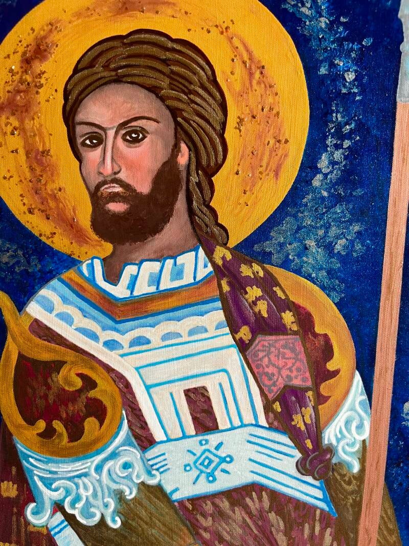 Detail Heiliger Nikita mit Rüstung und Schwert