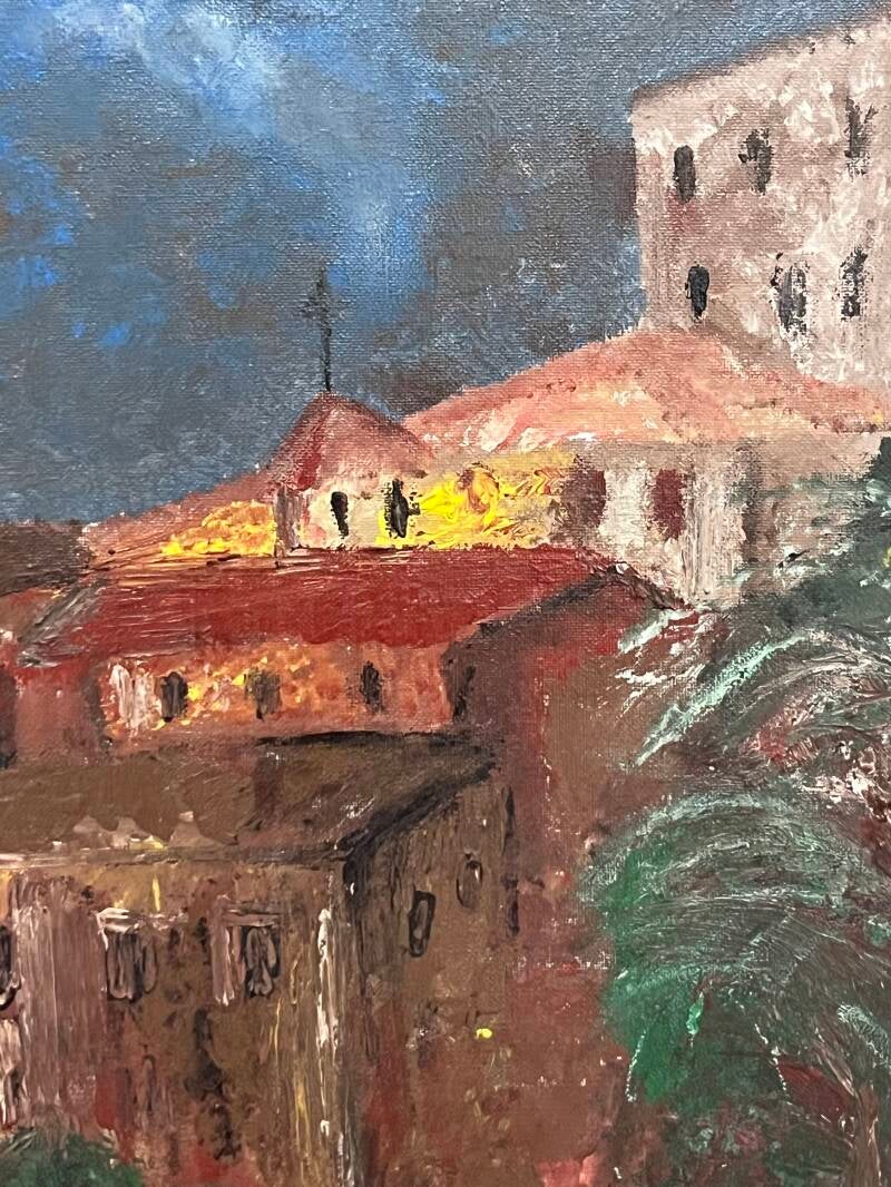 Detail Häuser auf einem Hügel in Umbrien Italien