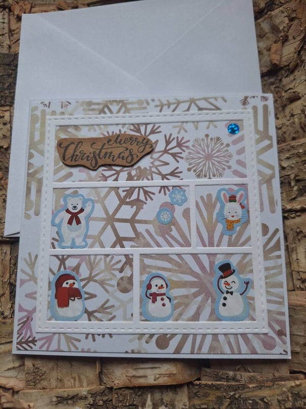 Merry Christmas Karte, Weihnachtskarte, Grußkarte zu Weihnachten, Schneemann
