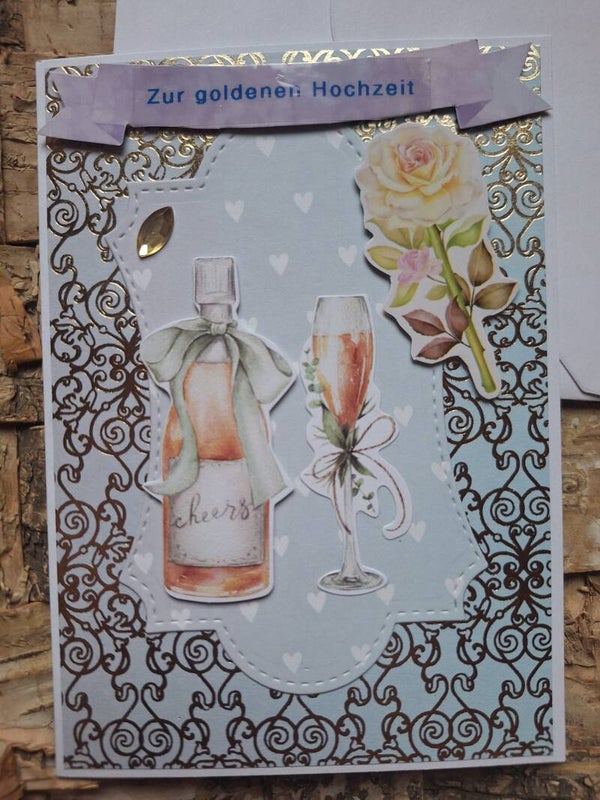 Karte zur Goldenen Hochzeit, goldene Hochzeitskarte, Grußkarte, Edel