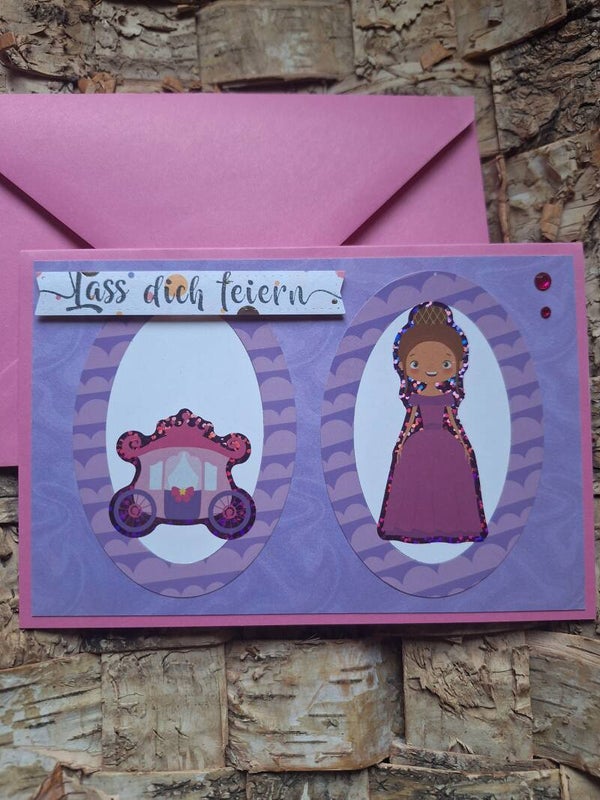 Kinderkarte zum Geburtstag, Geburtstagskarte, Prinzessin, lila, Karte, Grußkarte