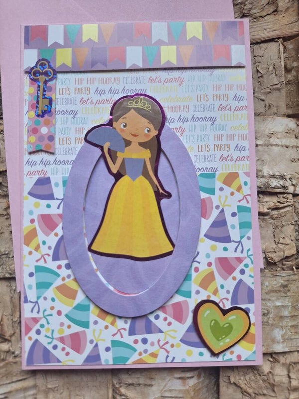 Kinderkarte zum Geburtstag, Geburtstagskarte, Karte für Mädchen mit Prinzessin, bunt, Grußkarte
