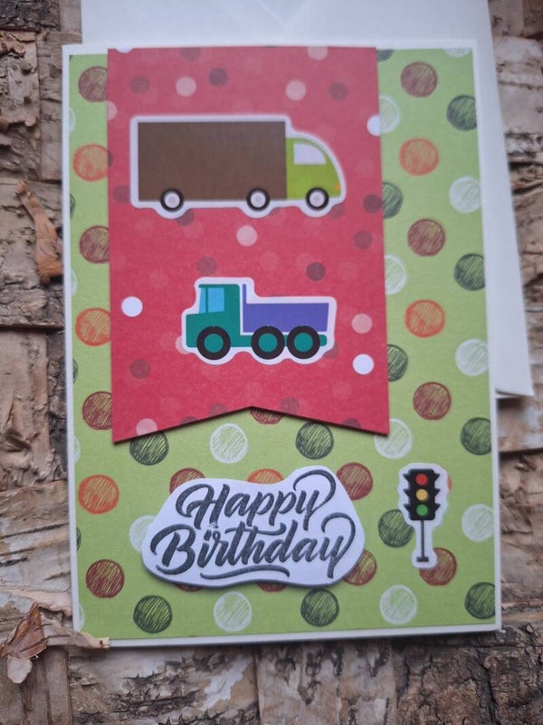 Kinderkarte zum Geburtstag, Geburtstagskarte, LKW, bunt, Grußkarte, Karte