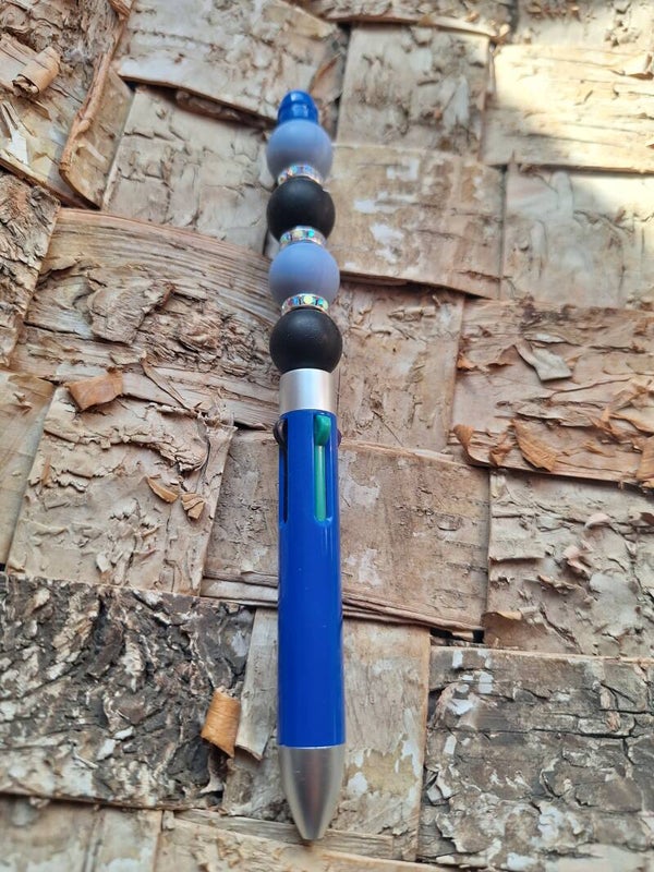 Perlenkugelschreiber, Silikonperlen, 4 Tintenfarben (Blau, Rot, Schwarz, Grün)