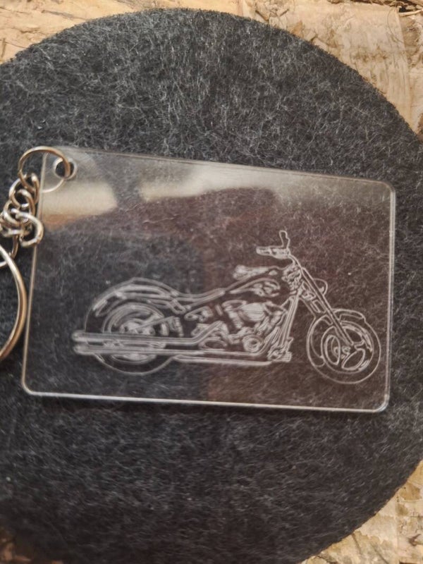 Schlüsselanhänger, Taschenanhänger, Motorrad Motiv, Acryl, graviert