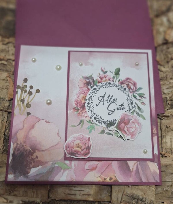 Grußkarte mit "Alles Liebe", Floral, lila, Karte für viele Anlässe