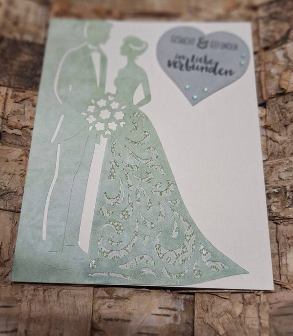 Stilvolle Hochzeitskarte, Grußkarte zur Hochzeit, mint Farben