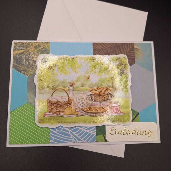Wunderschöne Karte Zur Einladung z.B. zim Picknick oder zum Frühstück,  zum Bäcker oder ähnliches,  Einladungskarte