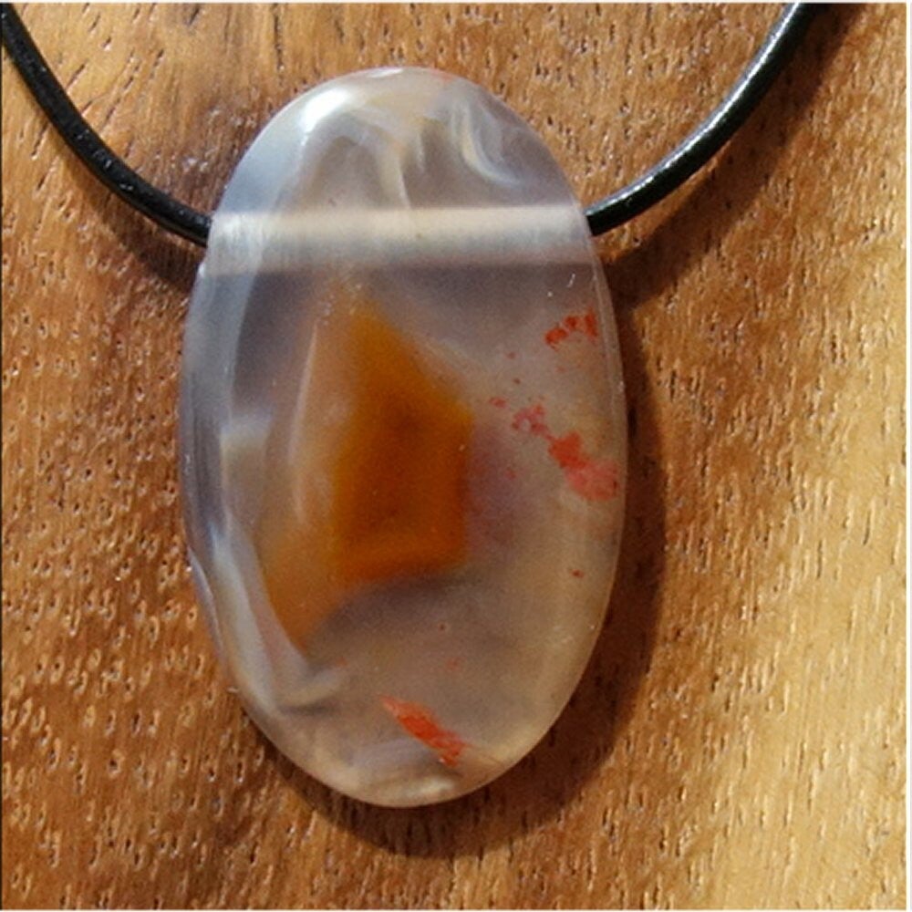 Condor Achat Cabochon gebohrt mit 80 cm Band & Jutesäckchen