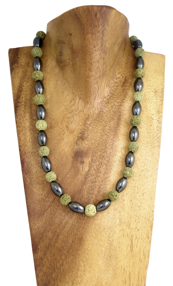 Lava gefärbt & Hämatit Halskette