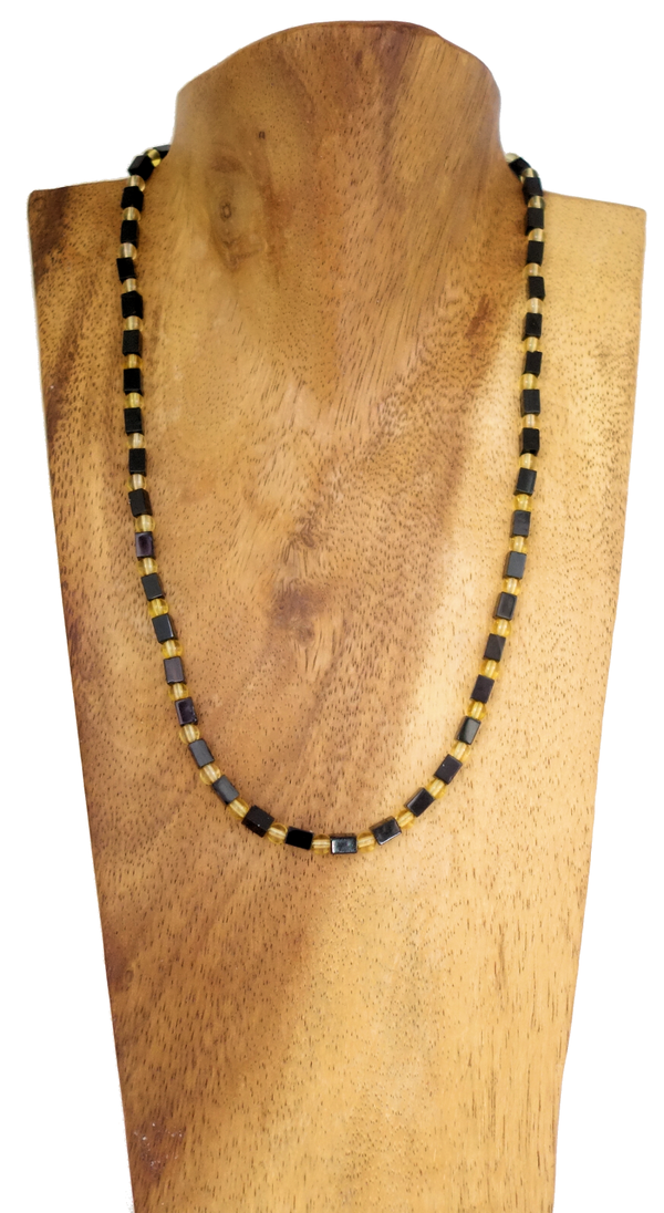 Onyx mit goldgelbem Citrin Halskette