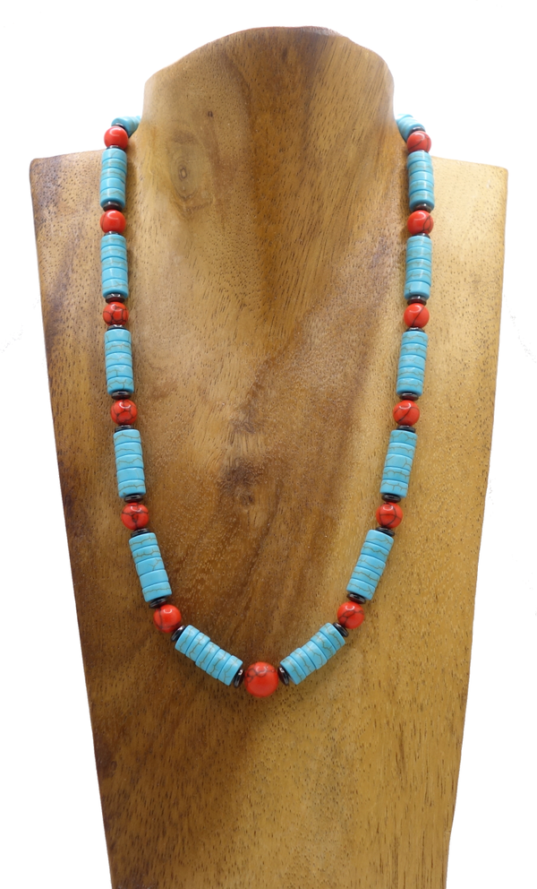 Halskette aus Hämatit, Türkis & Howlith