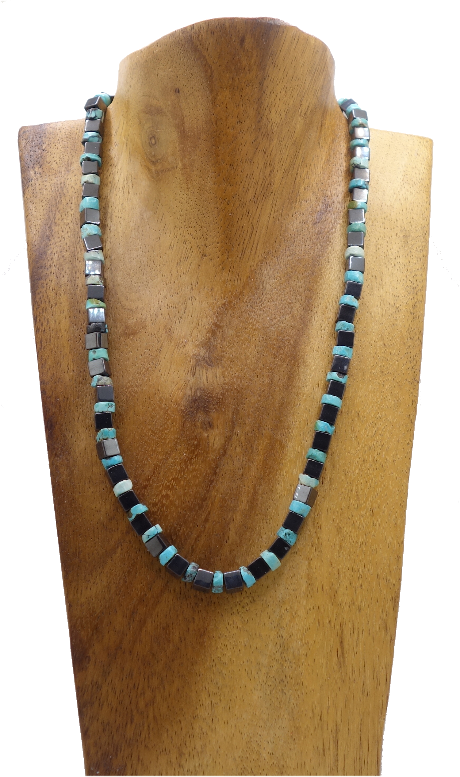 Halskette aus Hämatit & Türkis