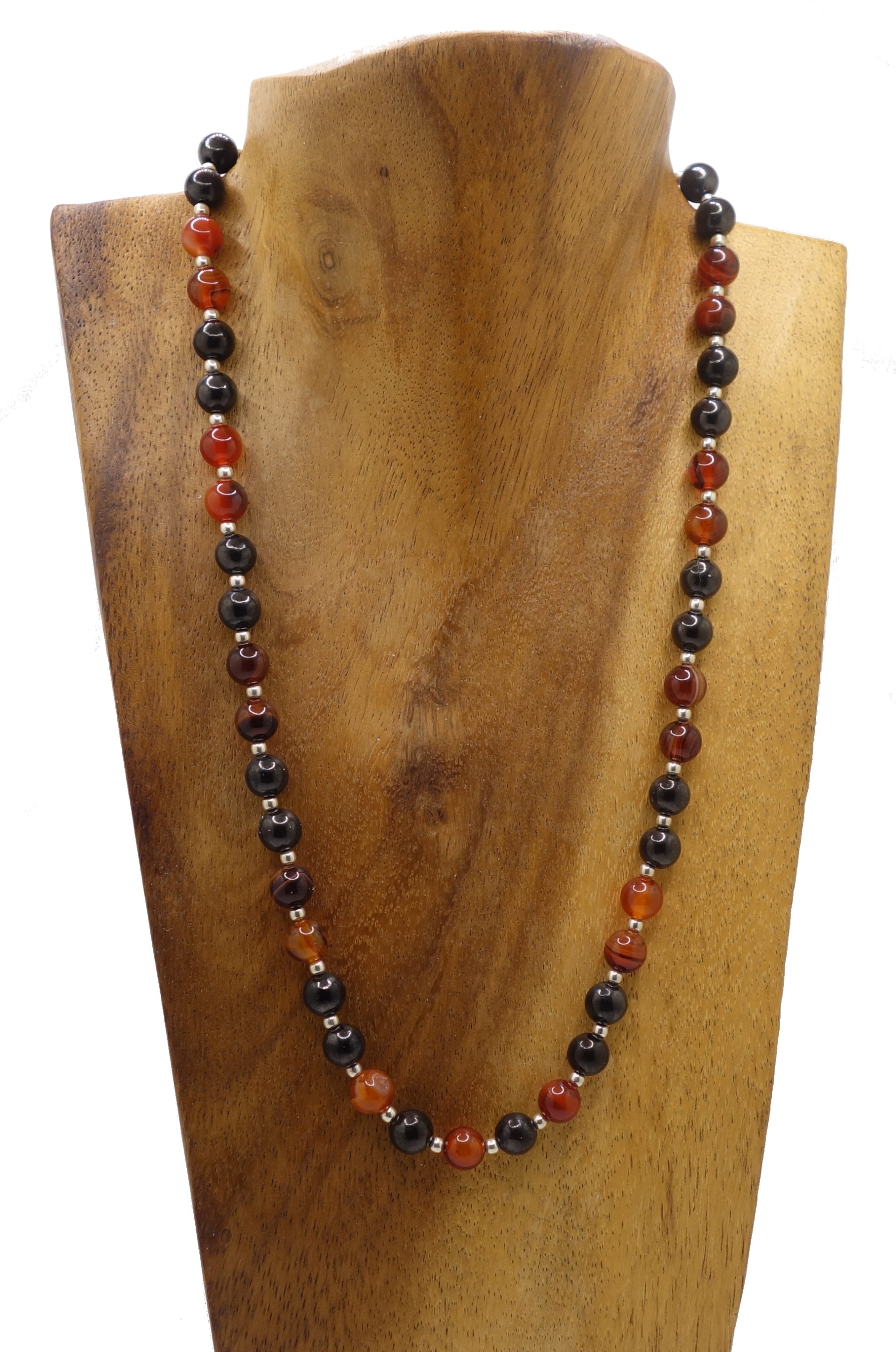 Halskette aus  Shungit, Achat & Silber