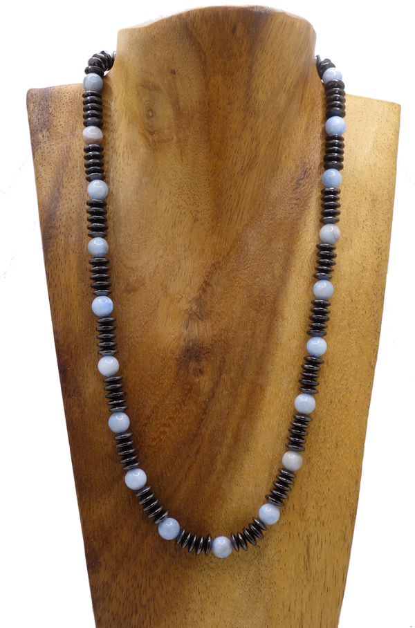 Halskette aus Hämatit & Persischer Chalcedony