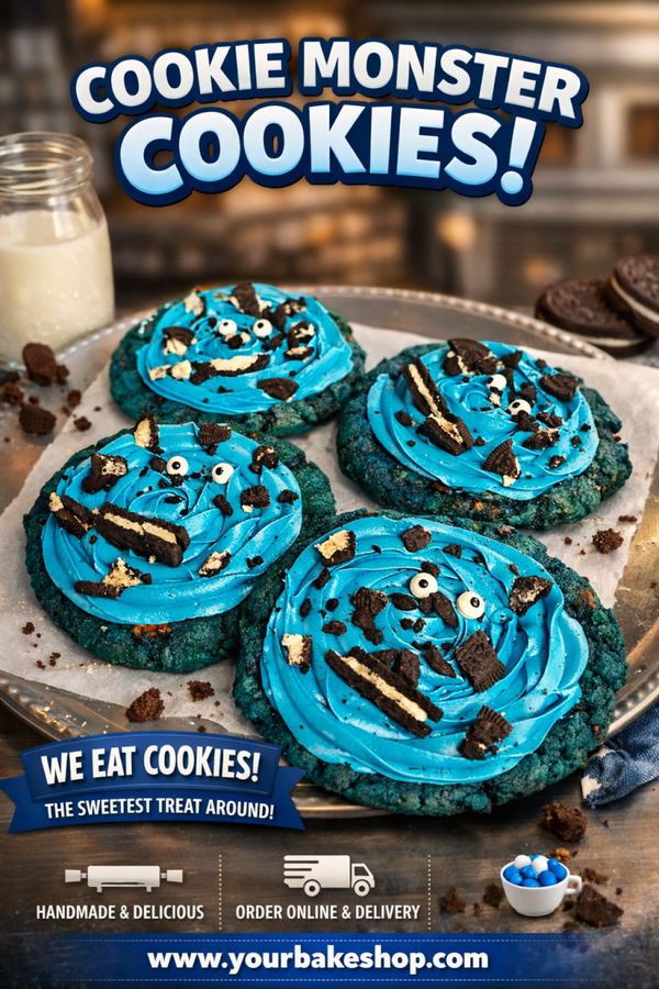 4 x stuffed cookie monster cookies