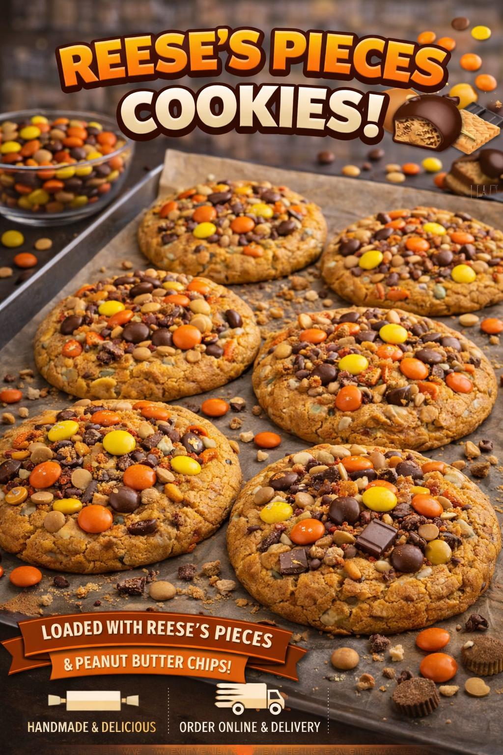 4 x reeces pieces cookies