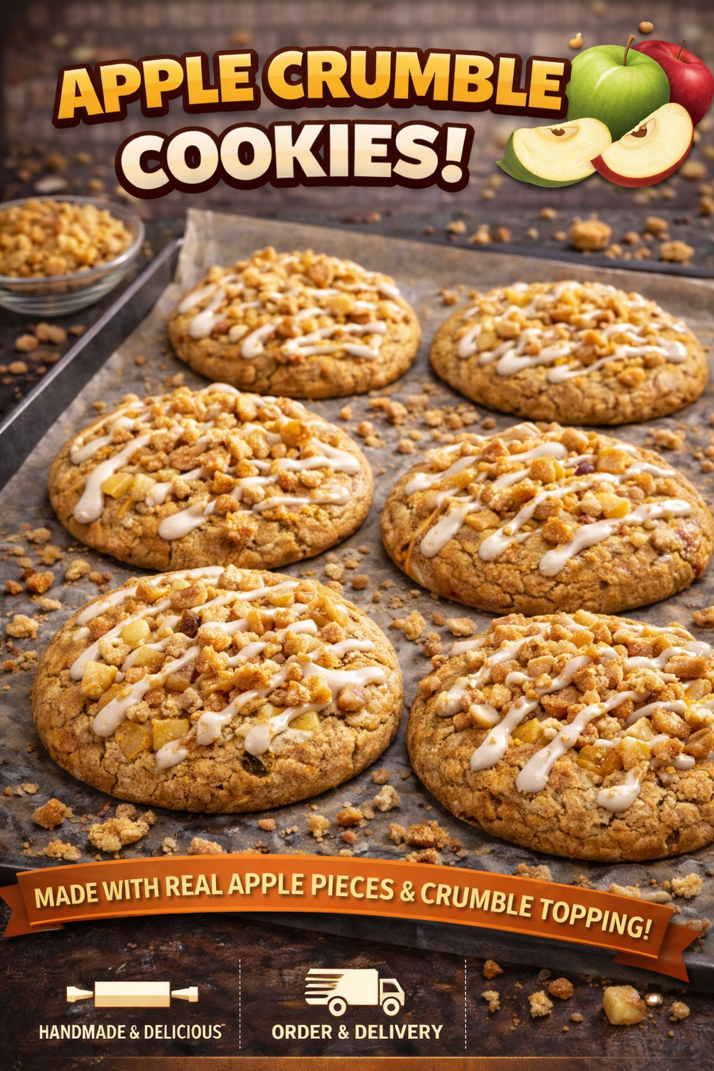 4 x apple crumble cookies