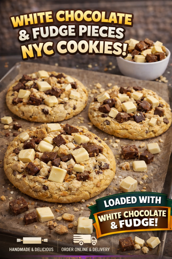 4 x white chocolate & fudge cookies