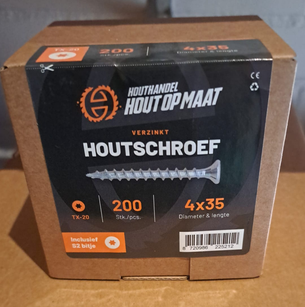 Houtschroef, 4 mm dik zakelijk