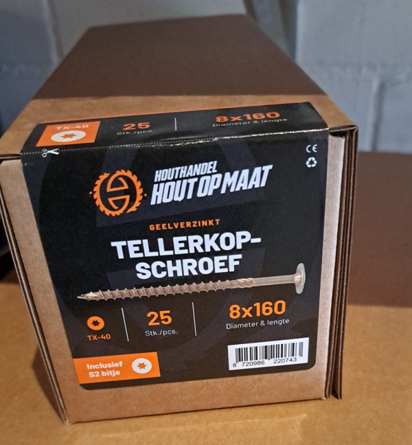 Tellerkopschroef, 8 mm dik (P2)