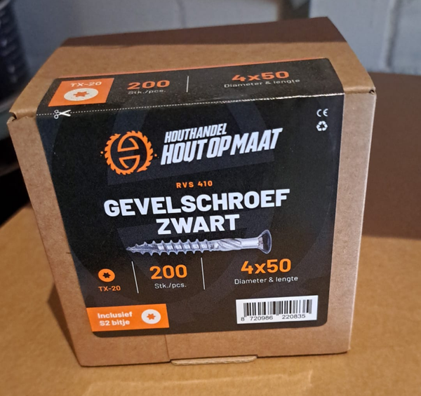 Zwarte kop Gevelschroef, 4 mm dik zakelijk
