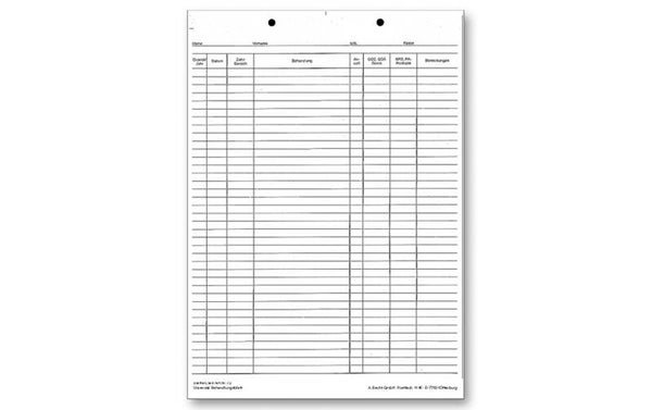 Derfla Karteikarten, 100 Krankenblätter, Becht