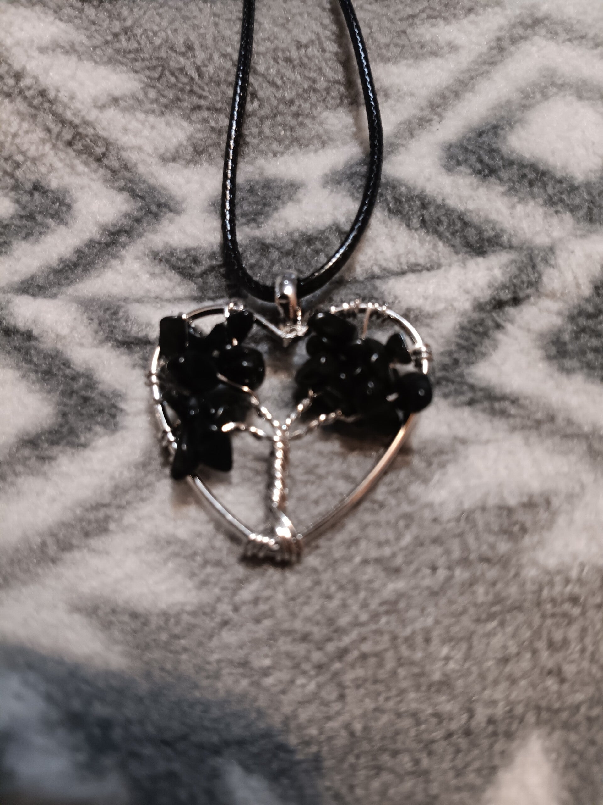 Natural Black Tourmaline Crystal Pendant Men Tree of Life Healing Necklace