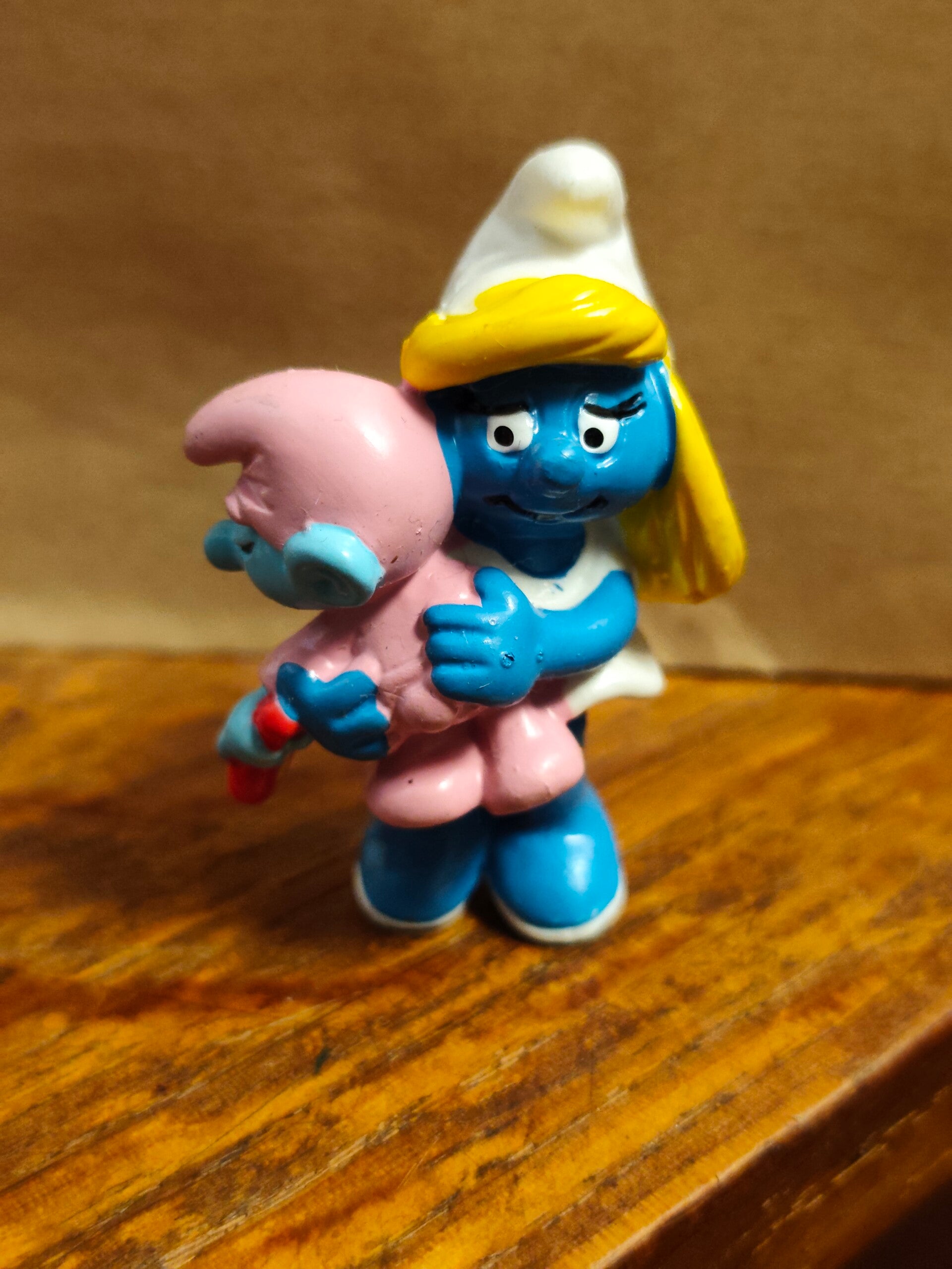 Figurine Schtroumpfs Vintage , Schtroumpfette avec bébé