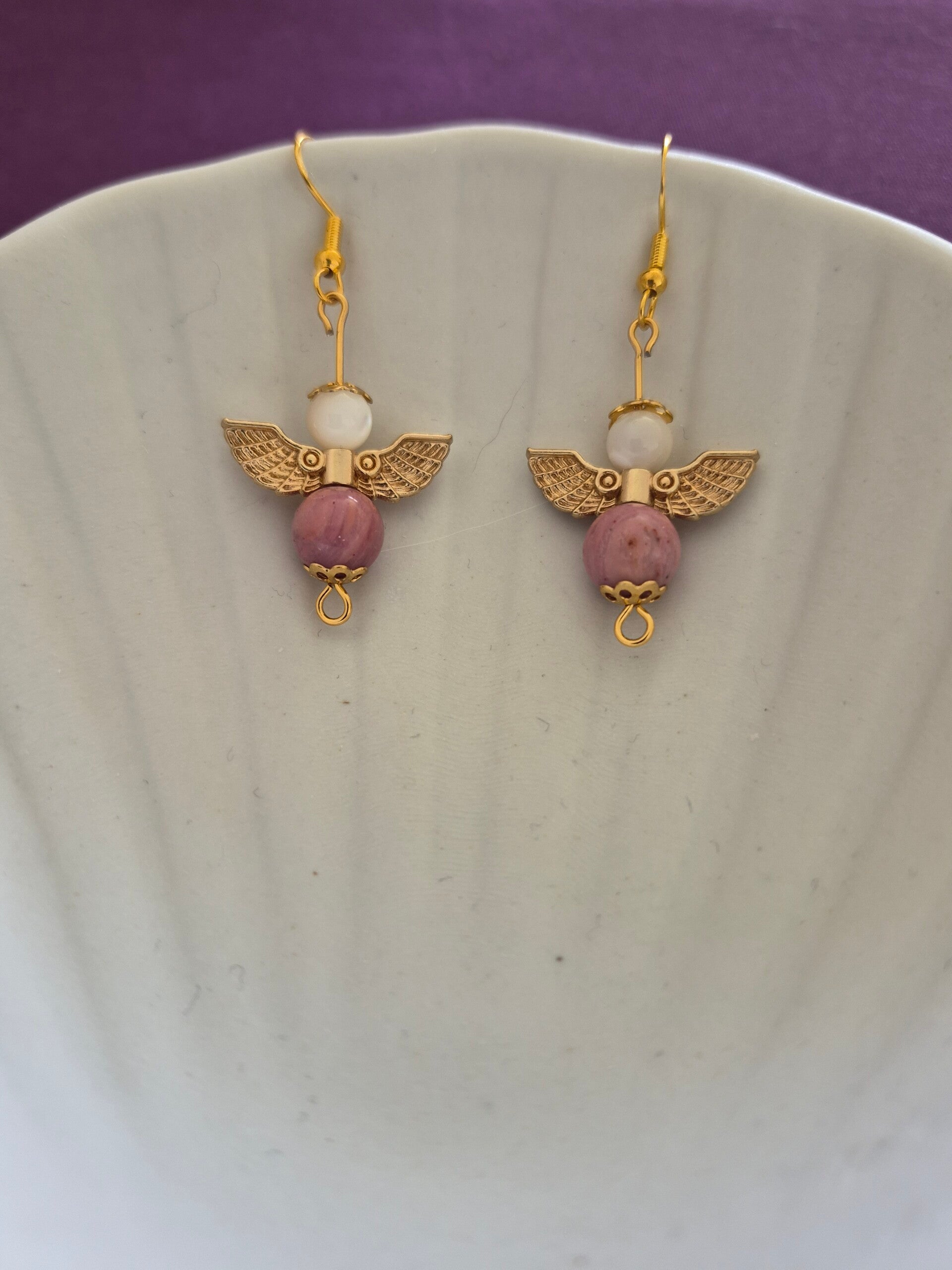 Boucle d’oreille Nacre et Rhodochrosite