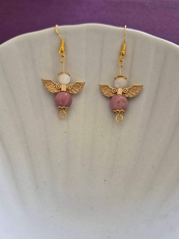 Boucle d’oreille Nacre et Rhodochrosite