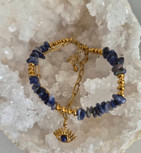 Bracelet en sodalite & Œil d’Horus