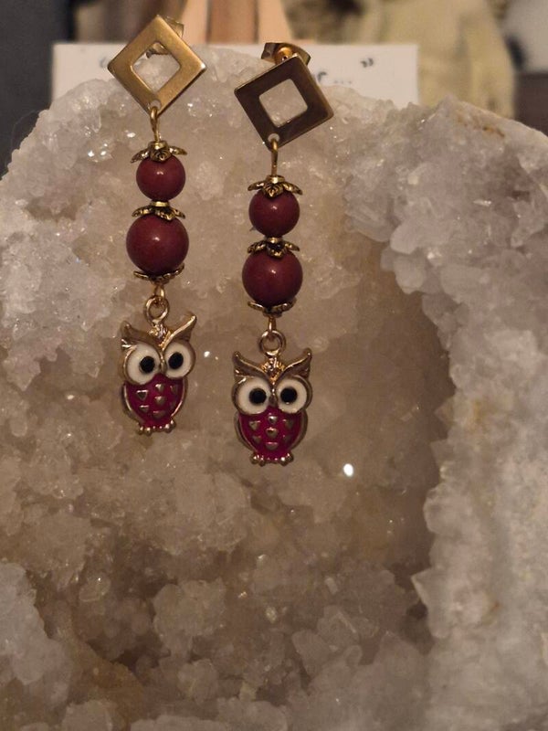 Boucle d’oreille en Jaspe rouge