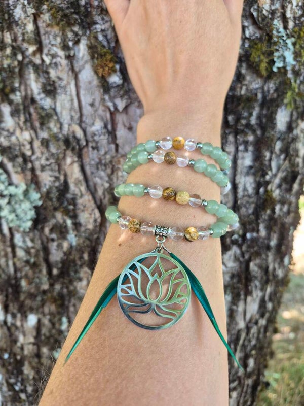 Mala Aventurine - Jaspe paysage - Cristal de roche et Agate arbre