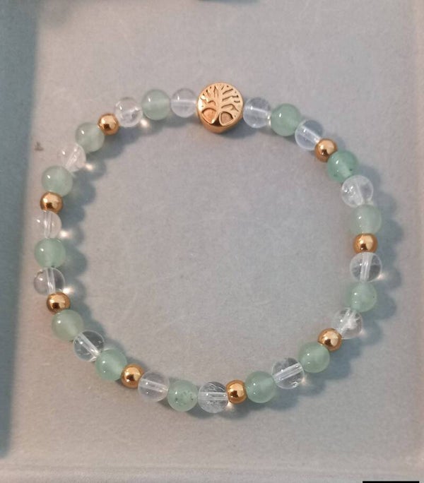 Bracelet Cristal de roche - Aventurine verte