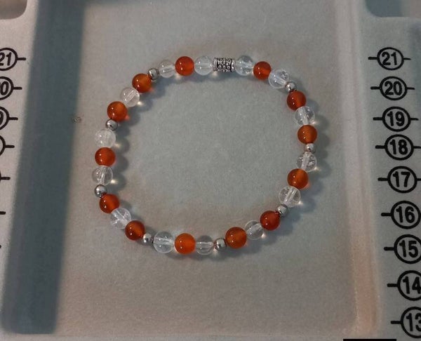 Bracelet Cristal de roche - Cornaline