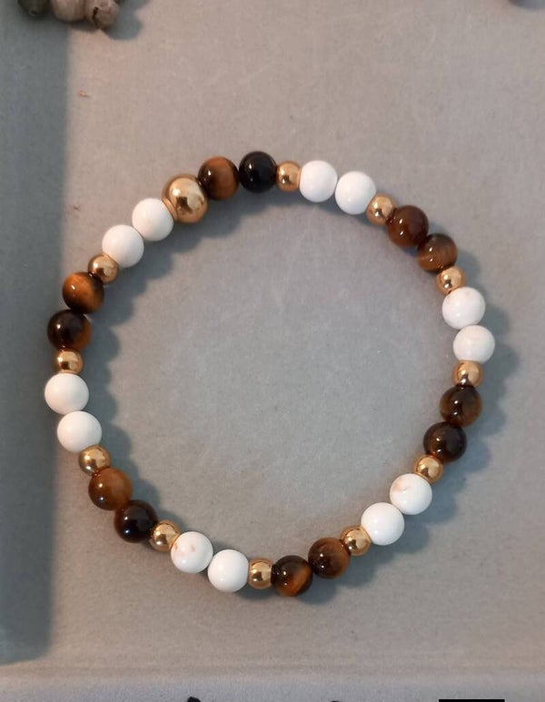 Bracelet Magnésite - Oeil de tigre