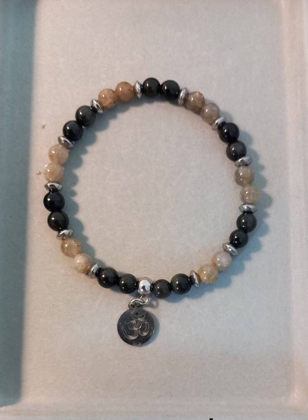 Bracelet Labradorite - Obsidienne noire