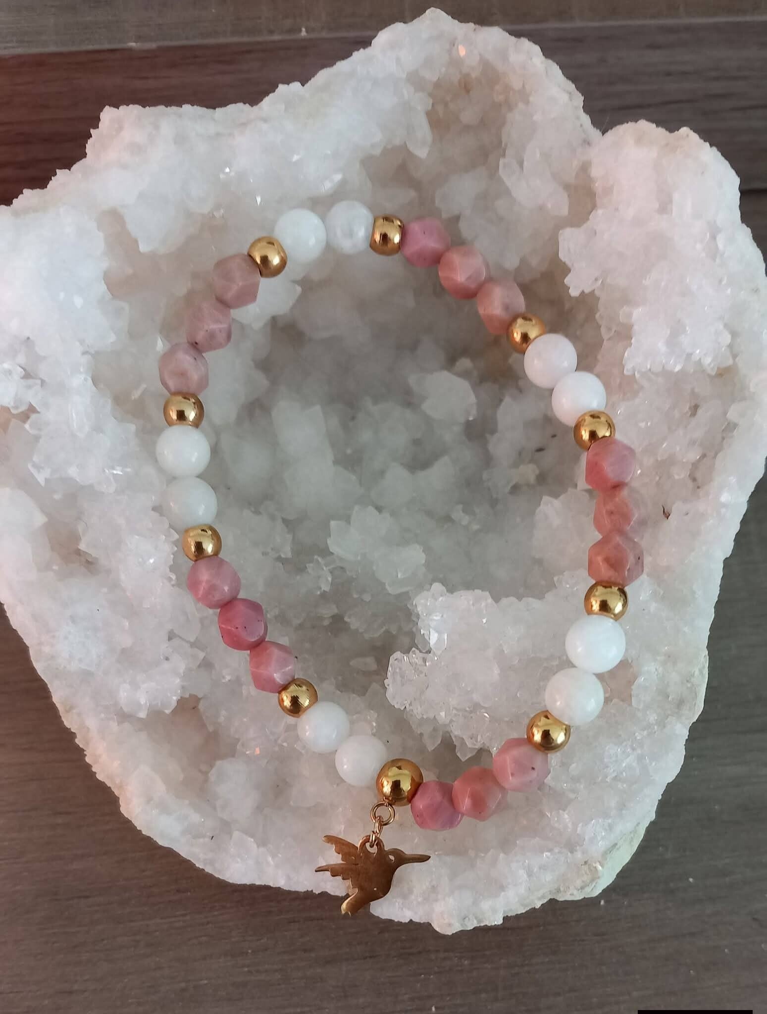 Beacelet Rhodochrosite - Pierre de lune