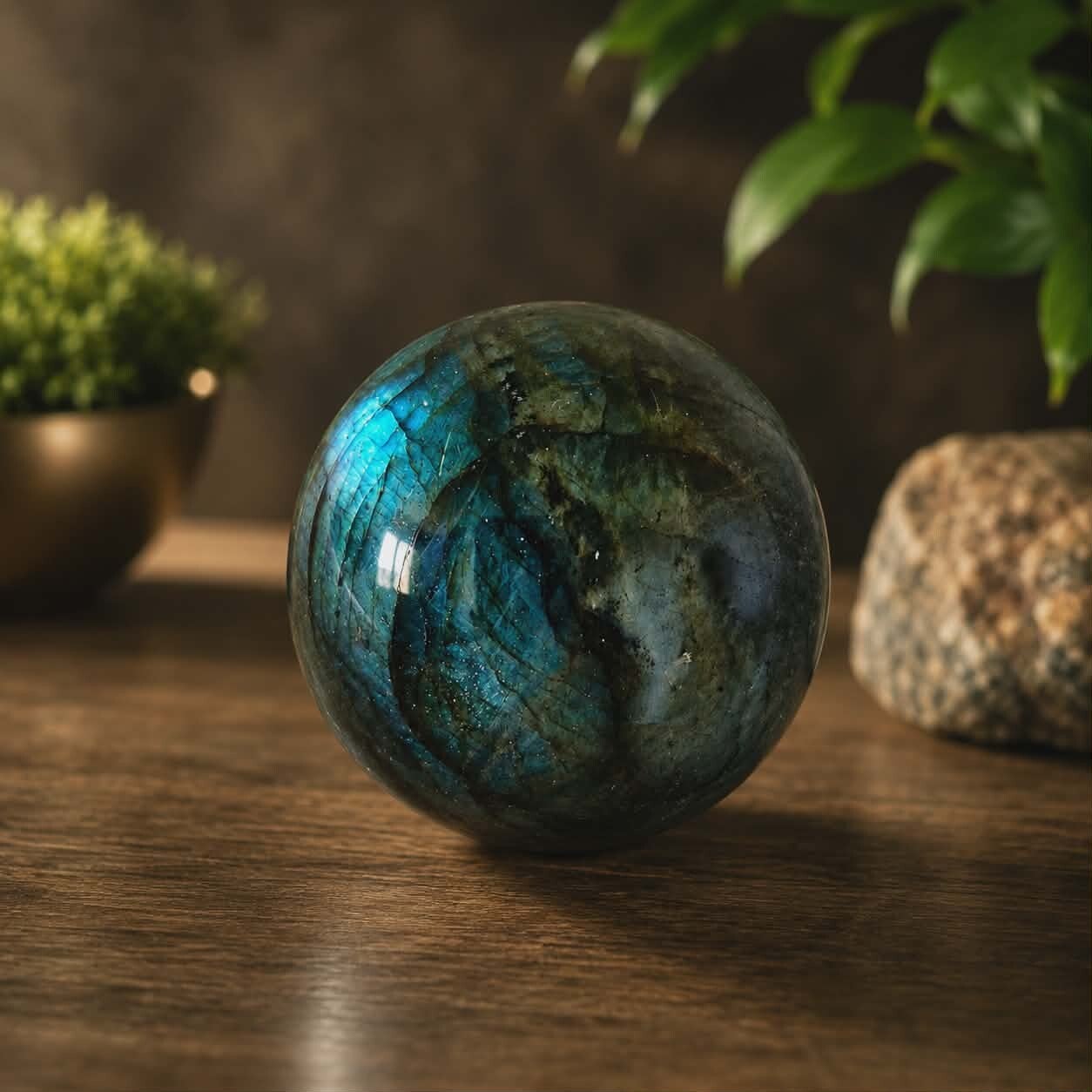 Boule labradorite avec support
